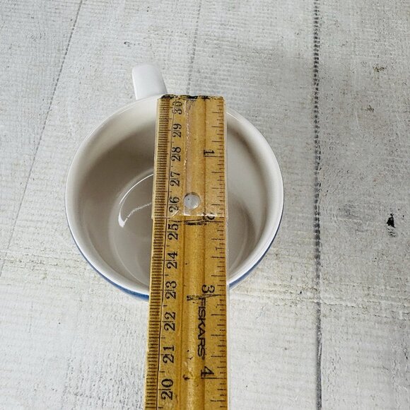 Pfaltzgraff ORLEANS Blue Green Vines Yellow Stoneware Flat 8oz Cups Mugs Set 4 - Picture 10 of 16